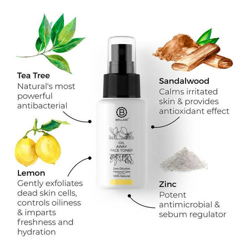 Brillare Oil Away Face Toner For With Tea Tree| Lemon & Zinc
